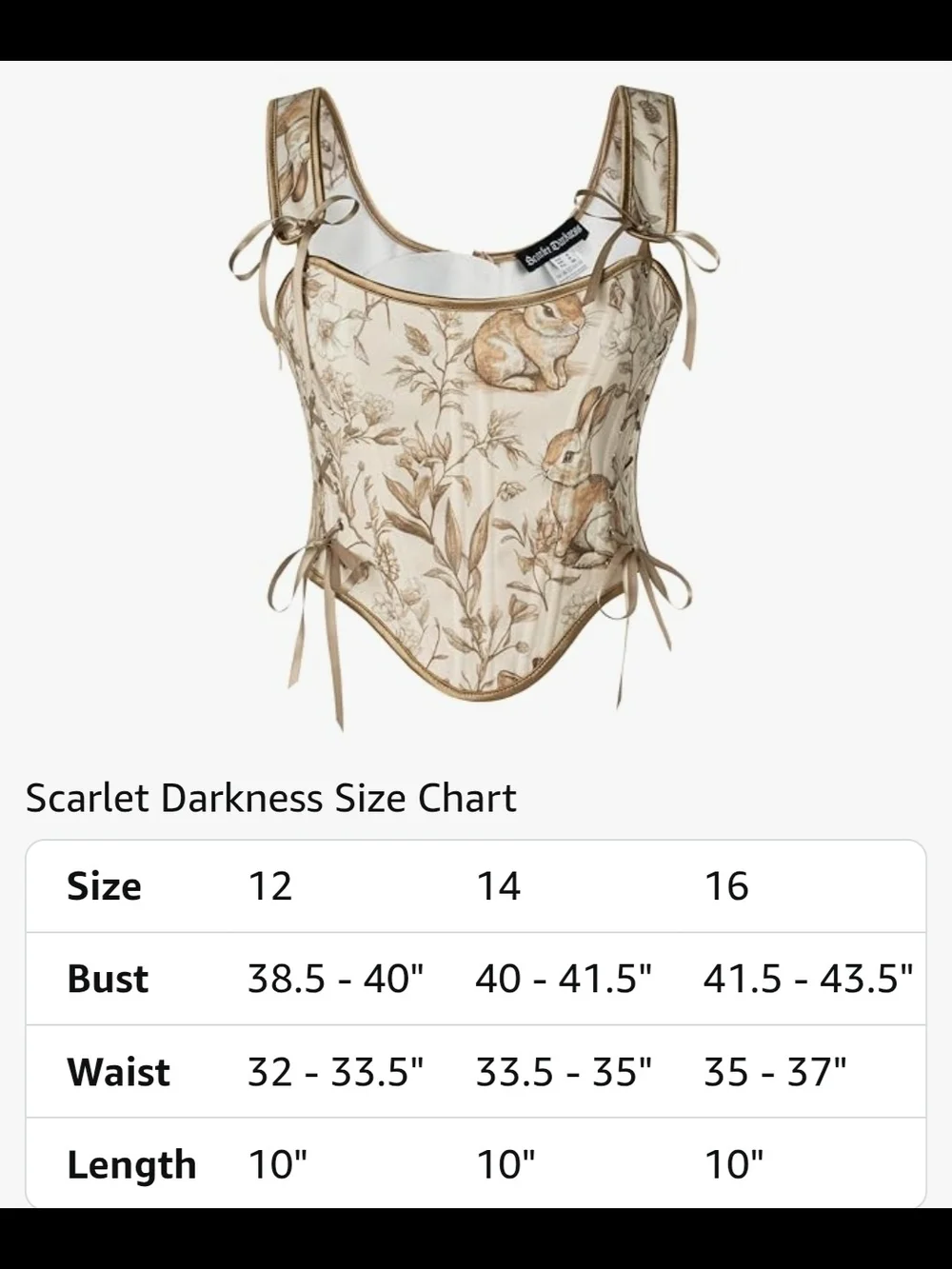 Scarlet Darkness Women's Cream Floral Bunny Corset Top - Picture 2 of 6
